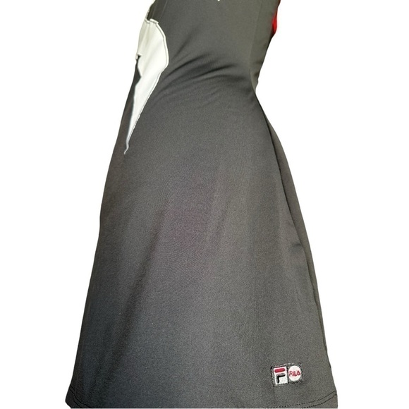 FILA Tennis One Shoulder Ajustable Strap Black Red White Sports Dress, Medium - Picture 7 of 11